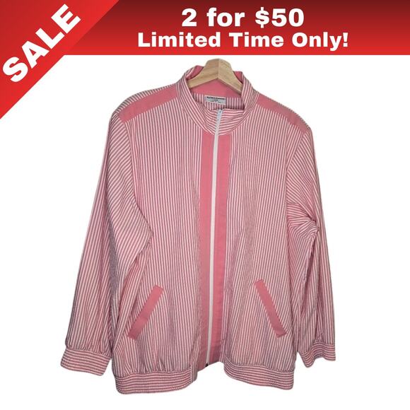 Alfred Dunner Jackets & Blazers - [Sale: 2 for $50!] Alfred Dunner Striped Zip Front Jacket Size 18W Plus 0137